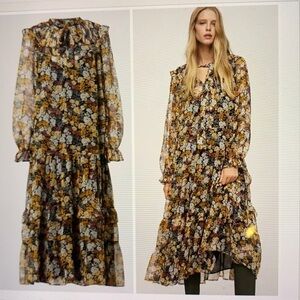 Mango Chiffon Floral Modest Dress 2